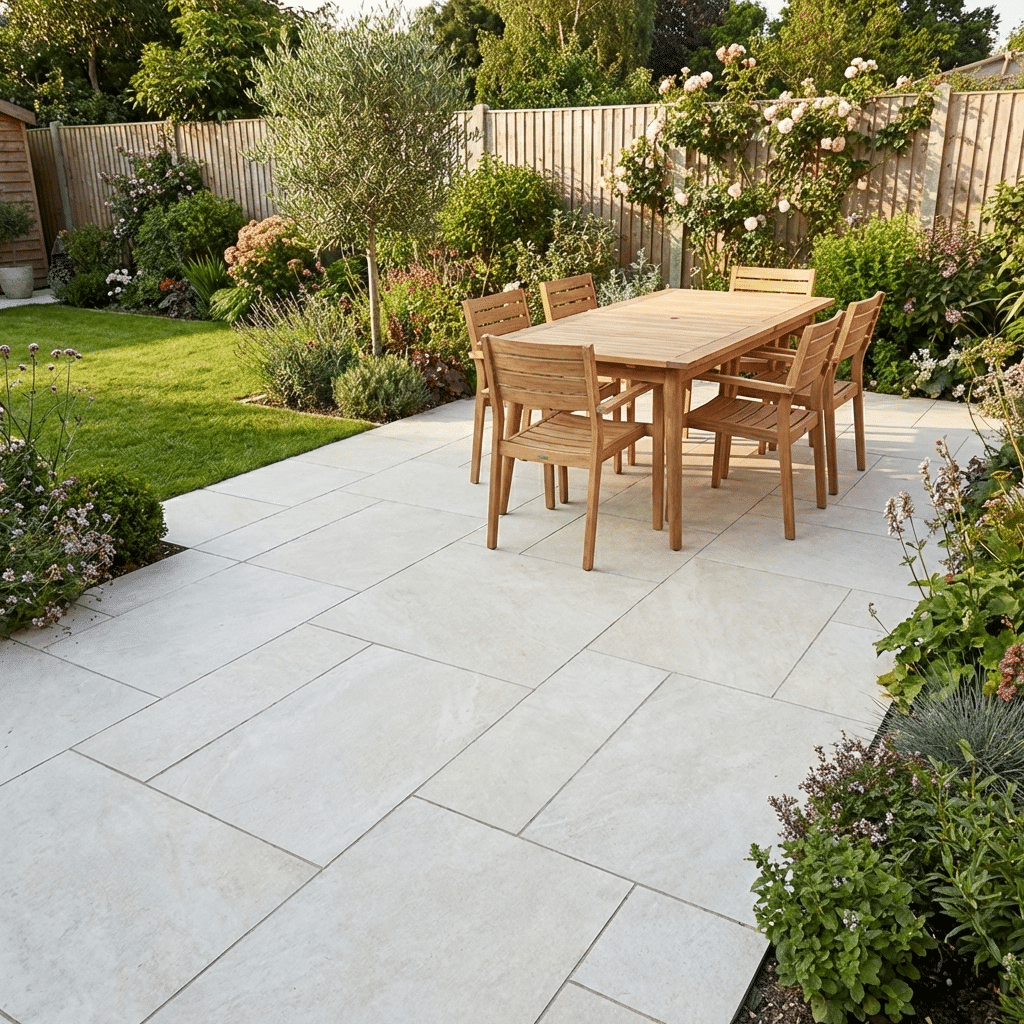 Quartz White Outdoor Porcelain Paving Tiles Mixed Sizes
