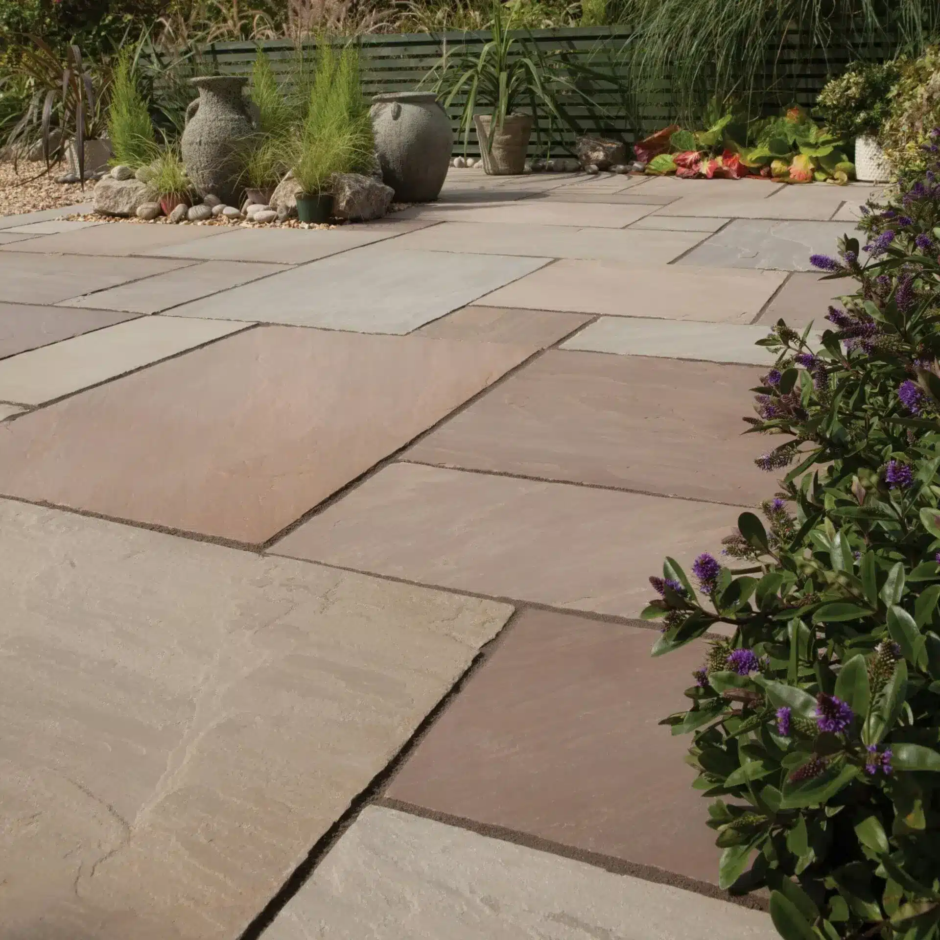 Autumn Brown Sandstone paving slabs 100x100mm sample