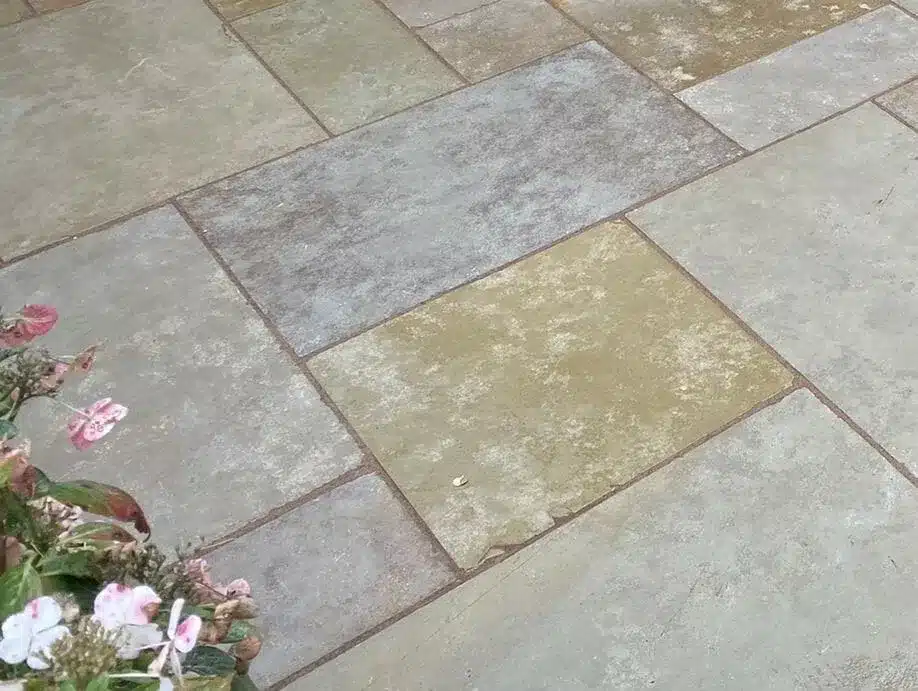 Yellow Limestone Honed and Brushed paving slabs sample