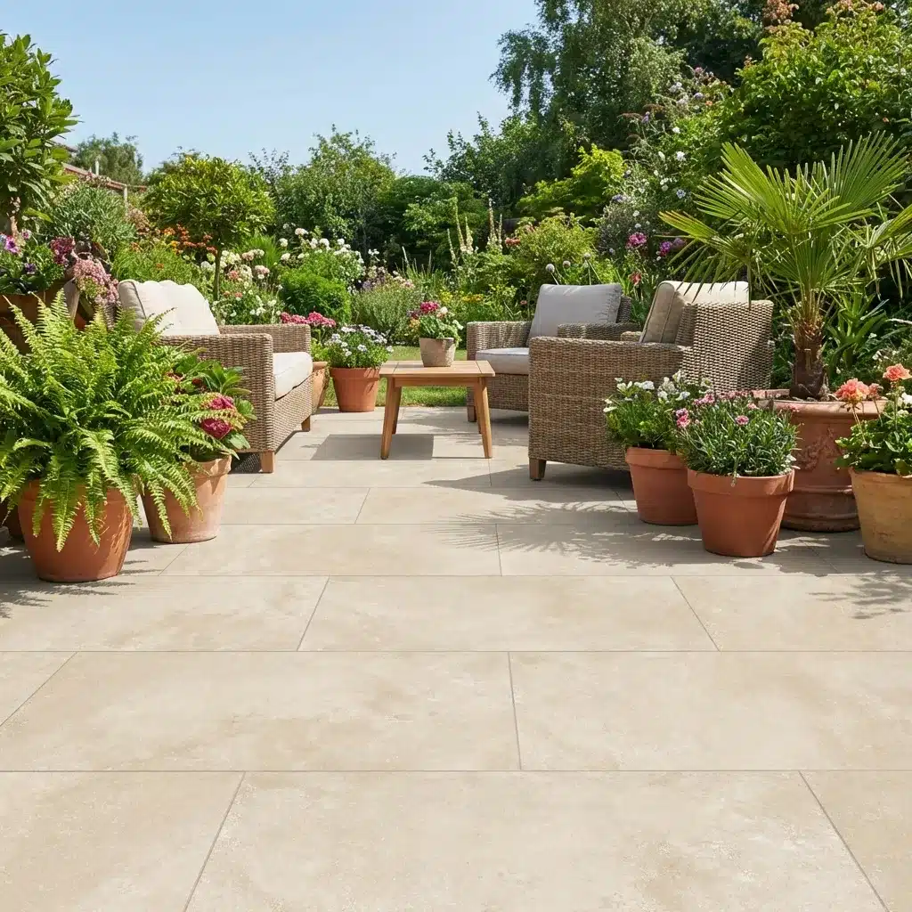 Limestone Crema Outdoor Porcelain Paving Tiles 600mm x 900mm x 20mm