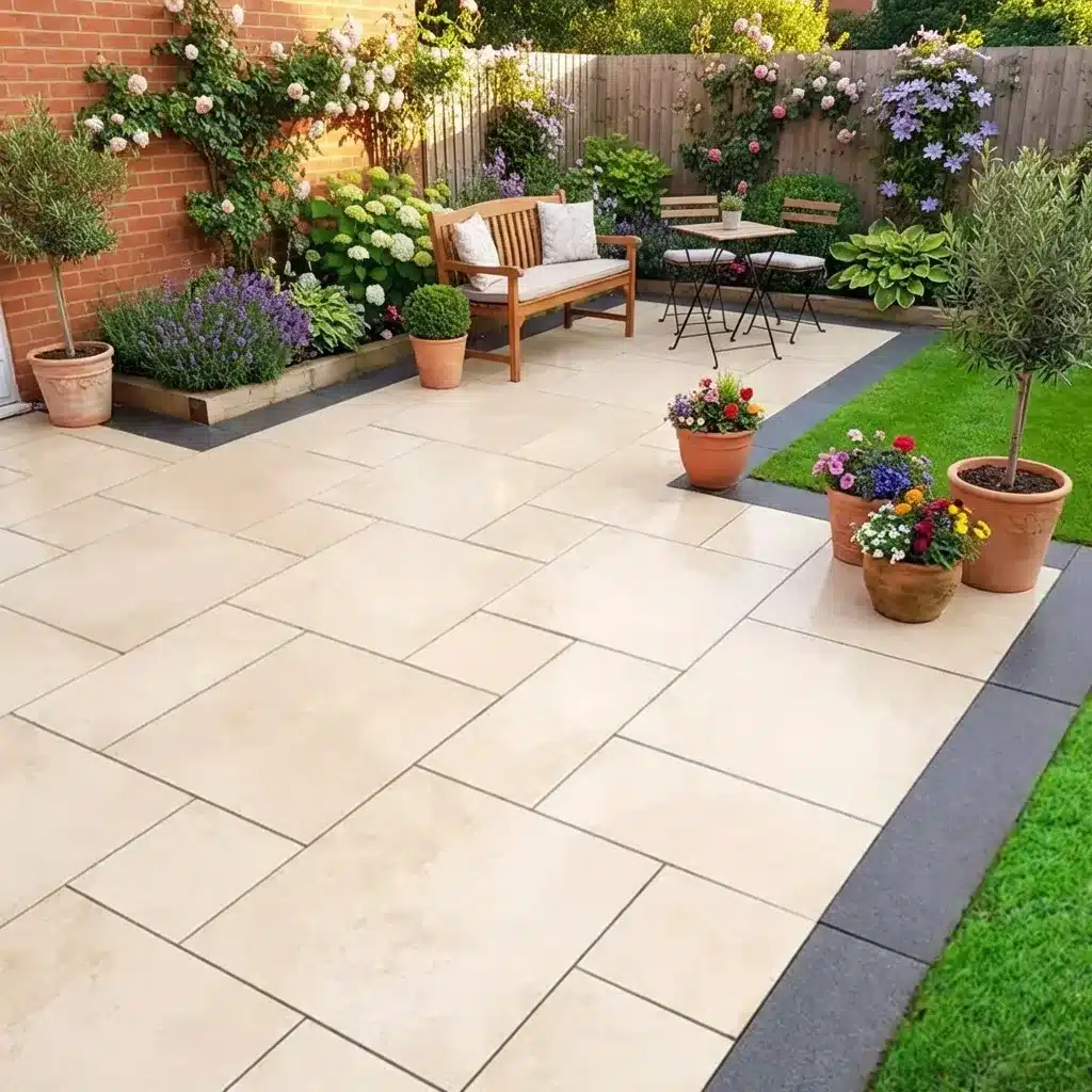 HS Beige Outdoor Porcelain Paving Tiles – Mixed Sizes
