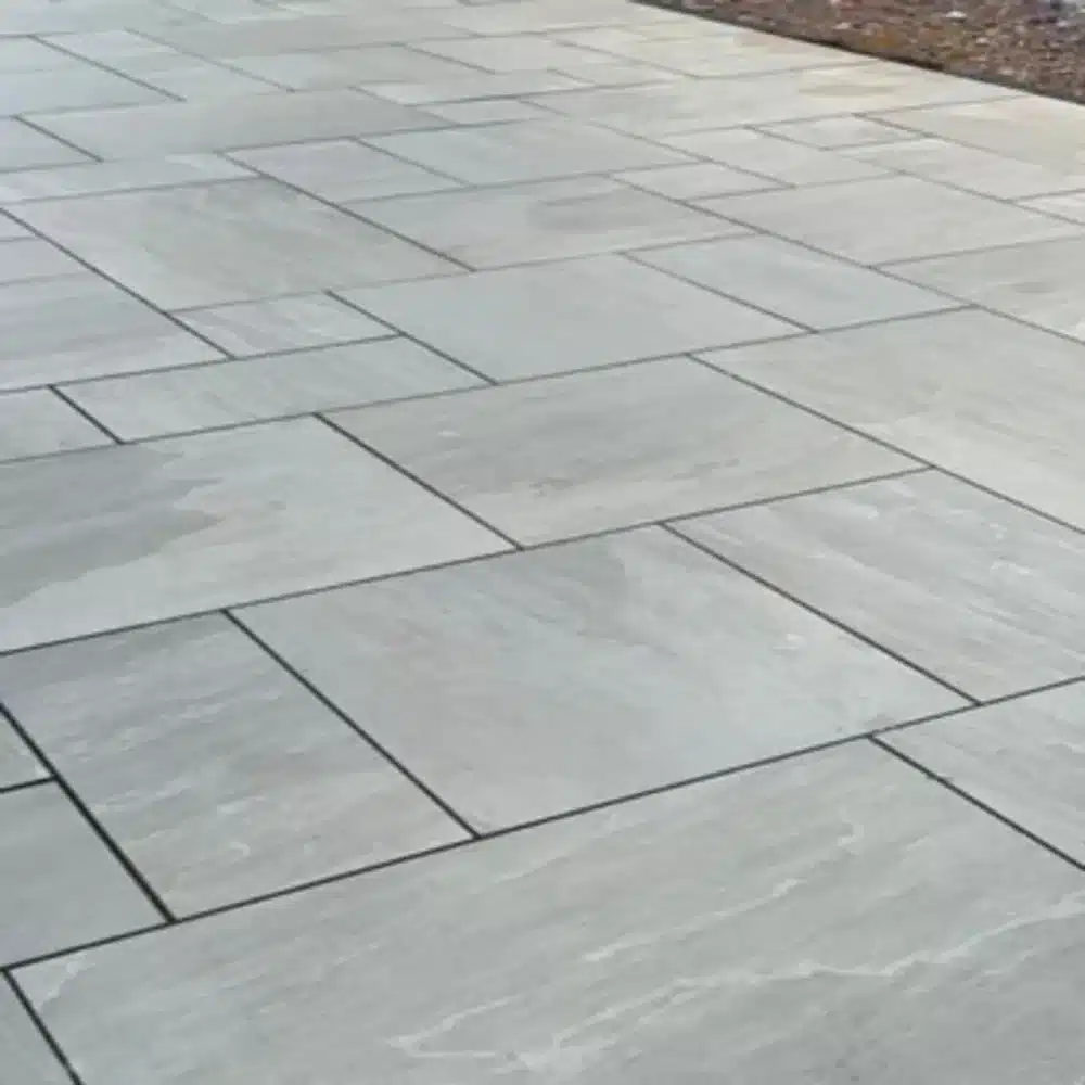 Kandla Grey Outdoor Porcelain Paving Tiles Mixed Sizes