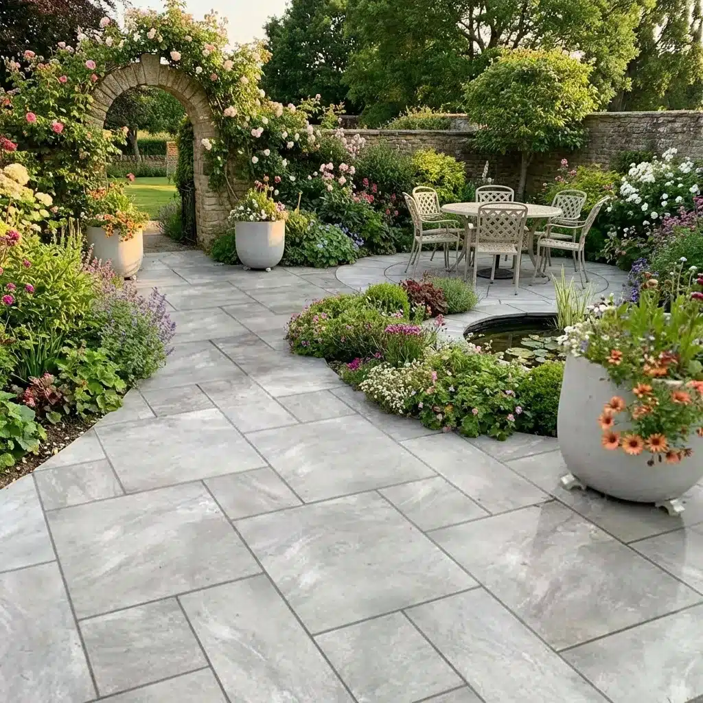 Quartz Grey Outdoor Porcelain Paving Tiles Mixed Sizes