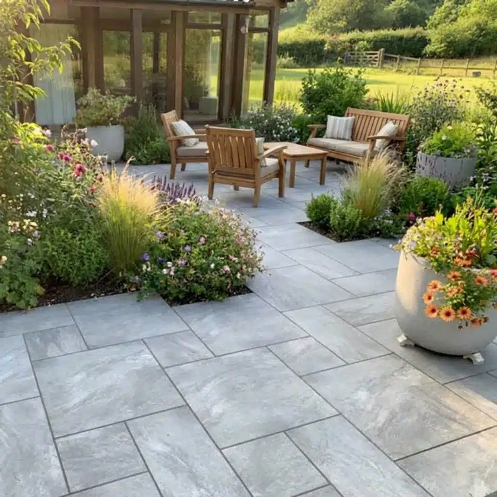 Quartz Grey Outdoor Porcelain Paving Tiles Mixed Sizes