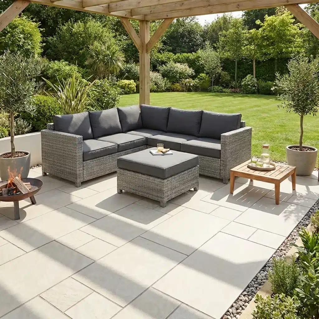 Quartz White Outdoor Porcelain Paving Tiles Mixed Sizes