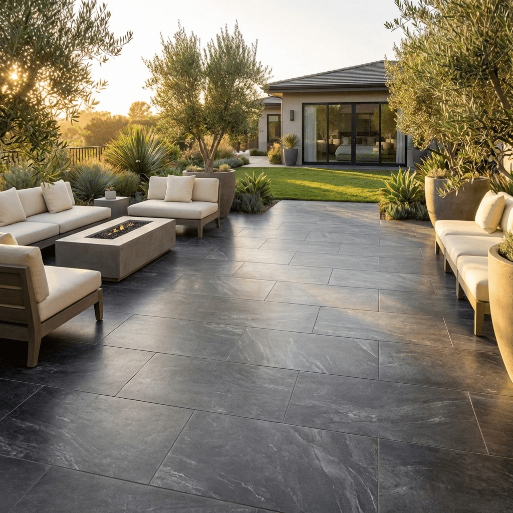Earthcore Black Porcelain paving slabs sample for patio