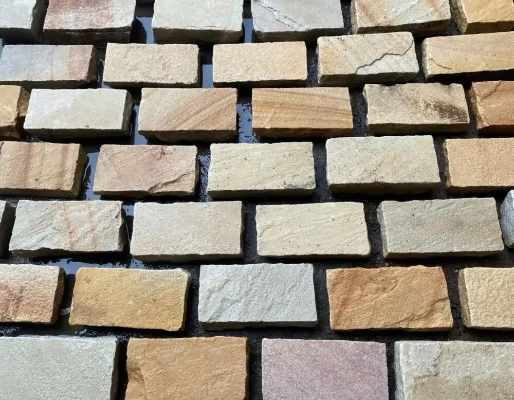 Fossil Mint sandstone cobble setts 100x100mm sample