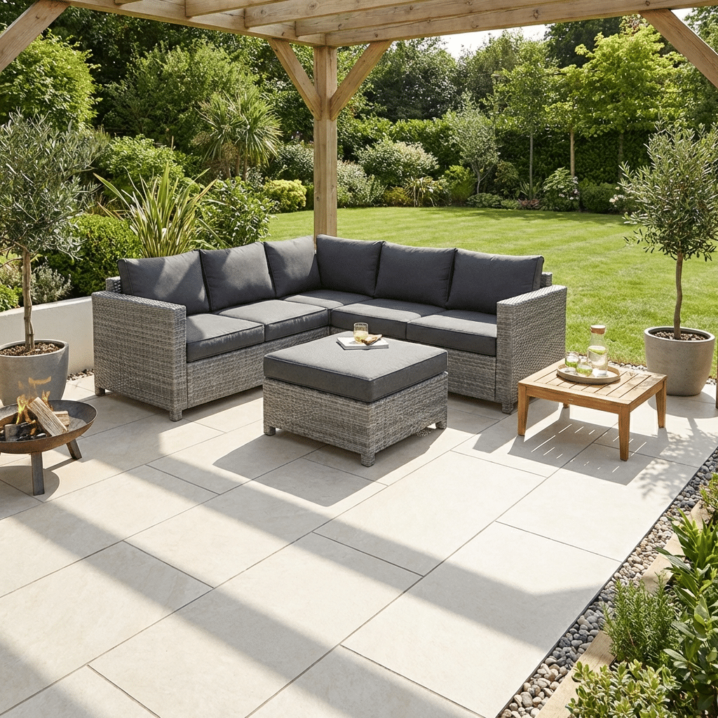 Quartz White Outdoor Porcelain Paving Tiles 600mm x 600mm x 20mm