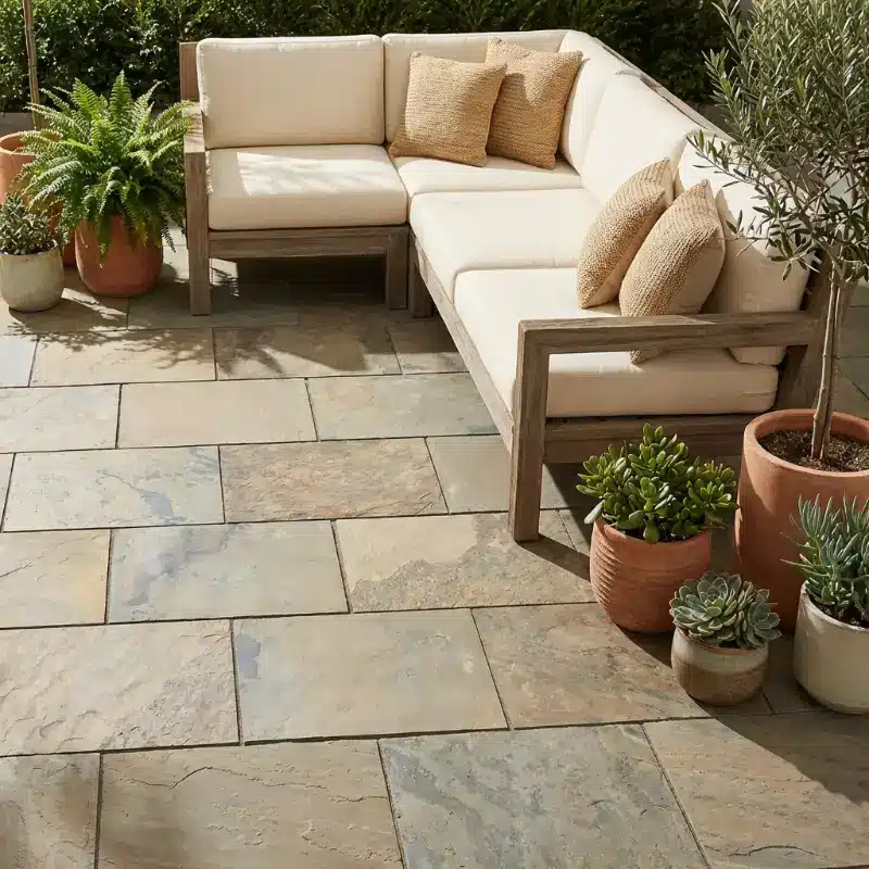 Rustic Copper Slate paving slabs 100x100mm sample