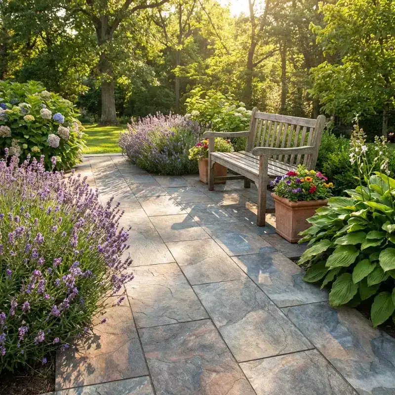 Rustic Copper Slate Porcelain paving slabs sample for patio
