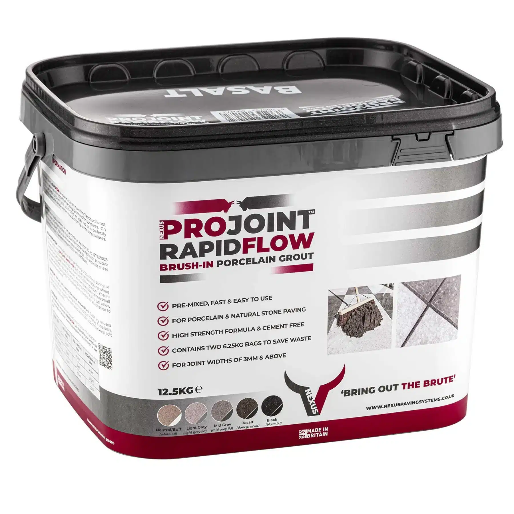 Projoint Rapidflow Brush-In Porcelain Paving Grout (Basalt) 12.5kg